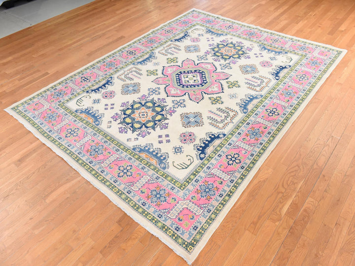 8'10" x 11'6" New Hand Knotted Ivory Wool Rectangle Oriental Rug - MOA10278775