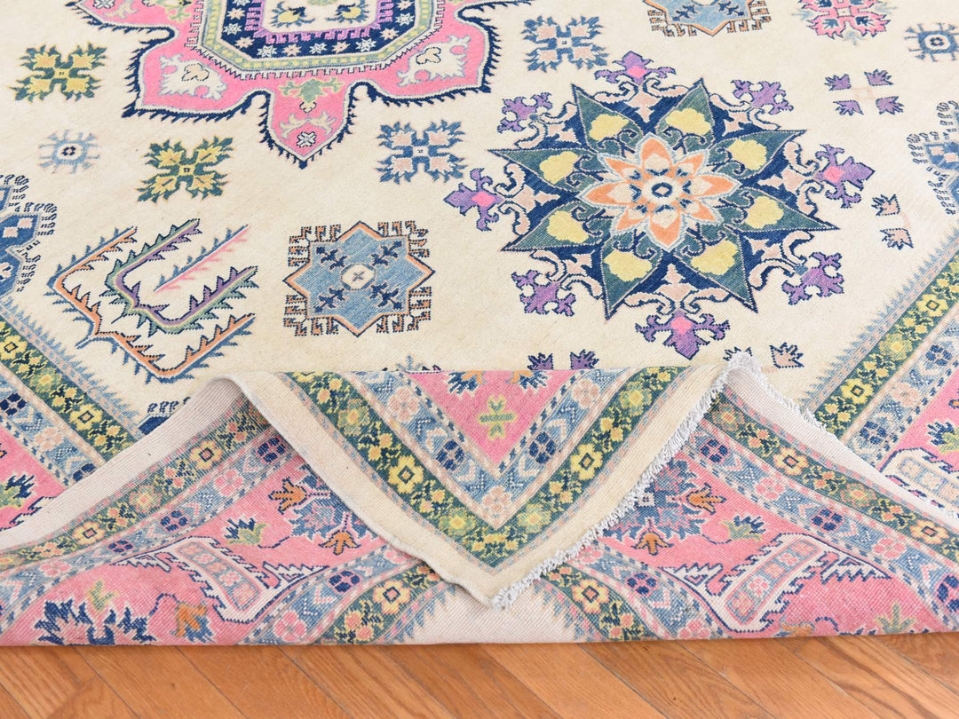 8'10" x 11'6" New Hand Knotted Ivory Wool Rectangle Oriental Rug - MOA10278775