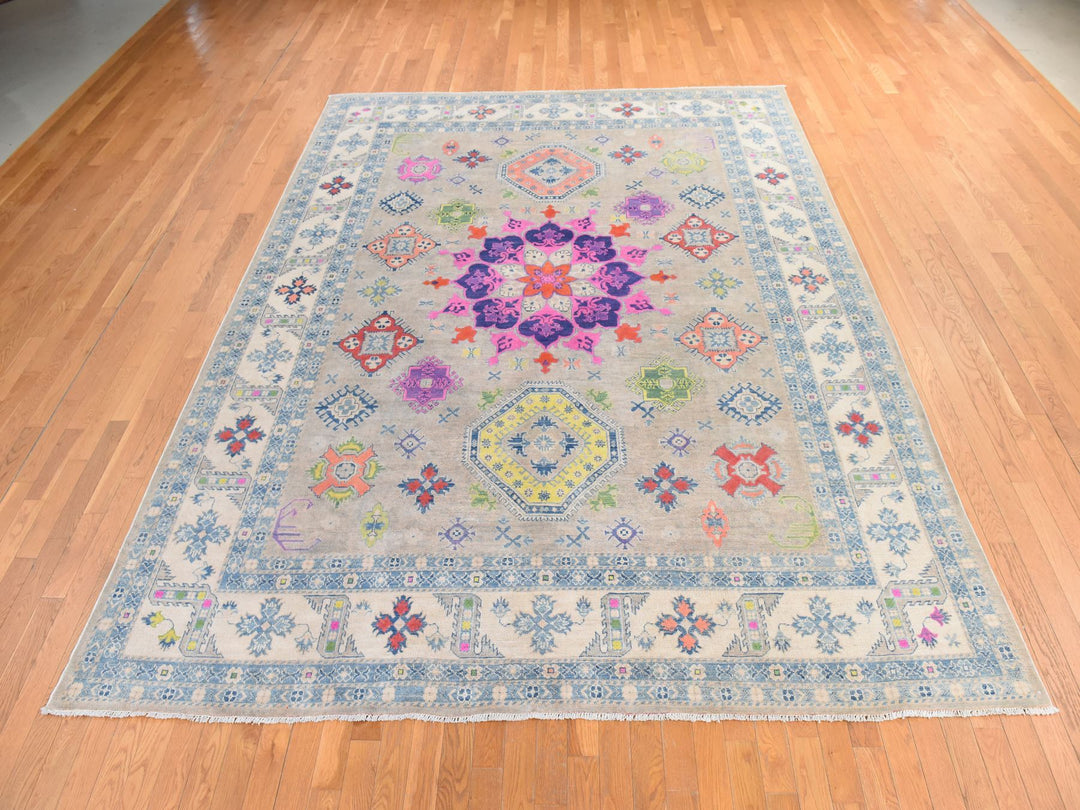 9'2" x 11'7" New Hand Knotted Brown Wool Rectangle Oriental Rug - MOA10278776