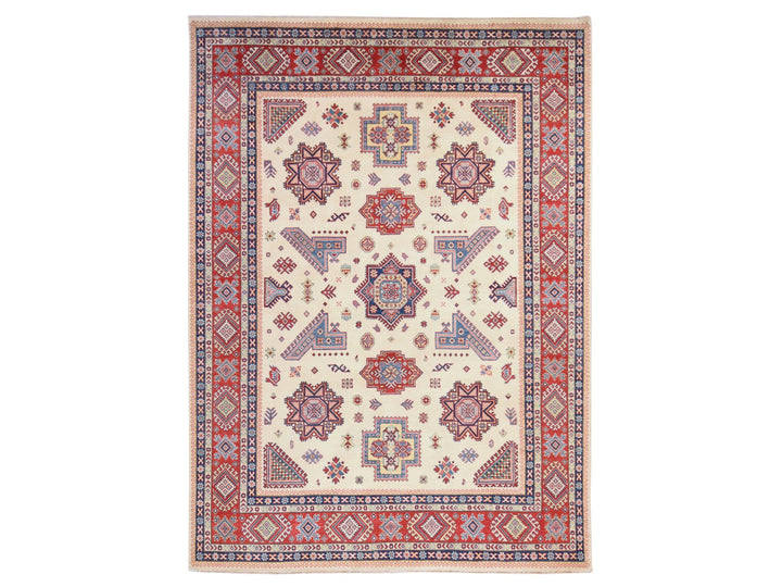 8'8" x 12'0" New Hand Knotted Ivory Wool Rectangle Oriental Rug - MOA10278777