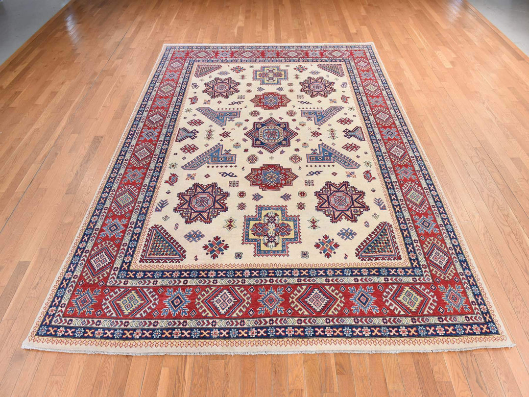 8'8" x 12'0" New Hand Knotted Ivory Wool Rectangle Oriental Rug - MOA10278777