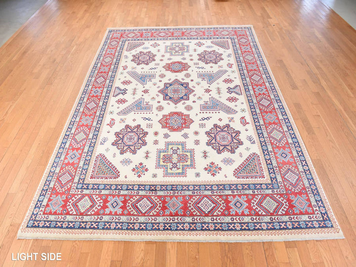 8'8" x 12'0" New Hand Knotted Ivory Wool Rectangle Oriental Rug - MOA10278777