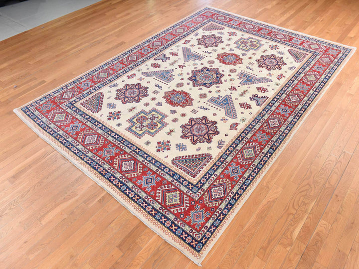 8'8" x 12'0" New Hand Knotted Ivory Wool Rectangle Oriental Rug - MOA10278777