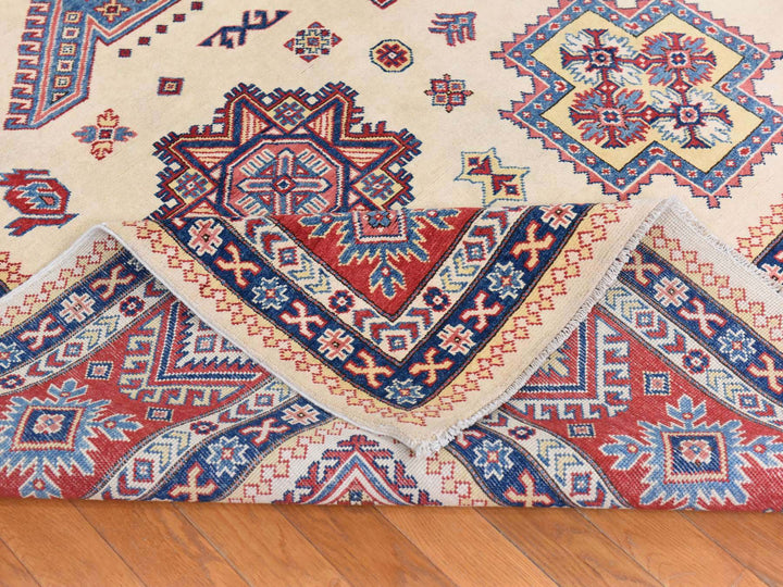 8'8" x 12'0" New Hand Knotted Ivory Wool Rectangle Oriental Rug - MOA10278777