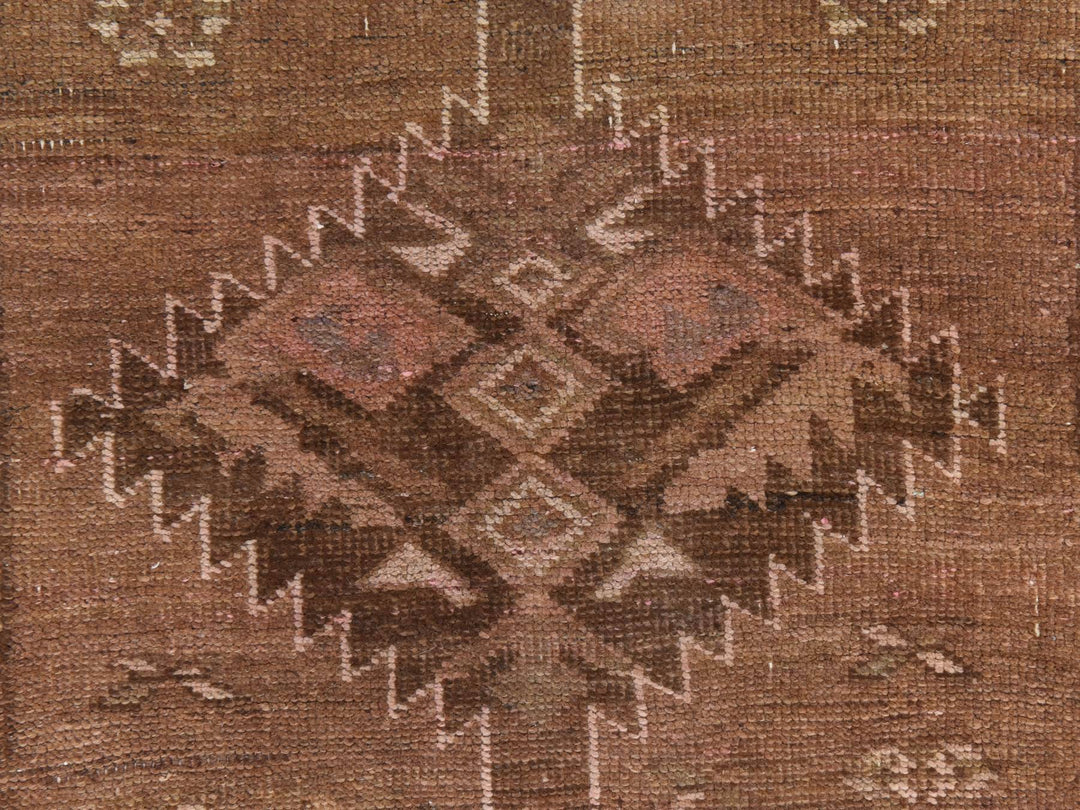 3'3" x 9'8" Vintage Hand Knotted Brown Wool Runner Oriental Rug - MOA10278778