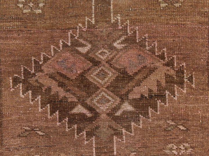 3'3" x 9'8" Vintage Hand Knotted Brown Wool Runner Oriental Rug - MOA10278778