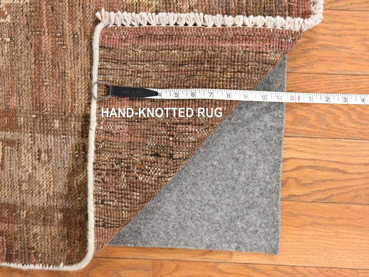 3'3" x 9'8" Vintage Hand Knotted Brown Wool Runner Oriental Rug - MOA10278778