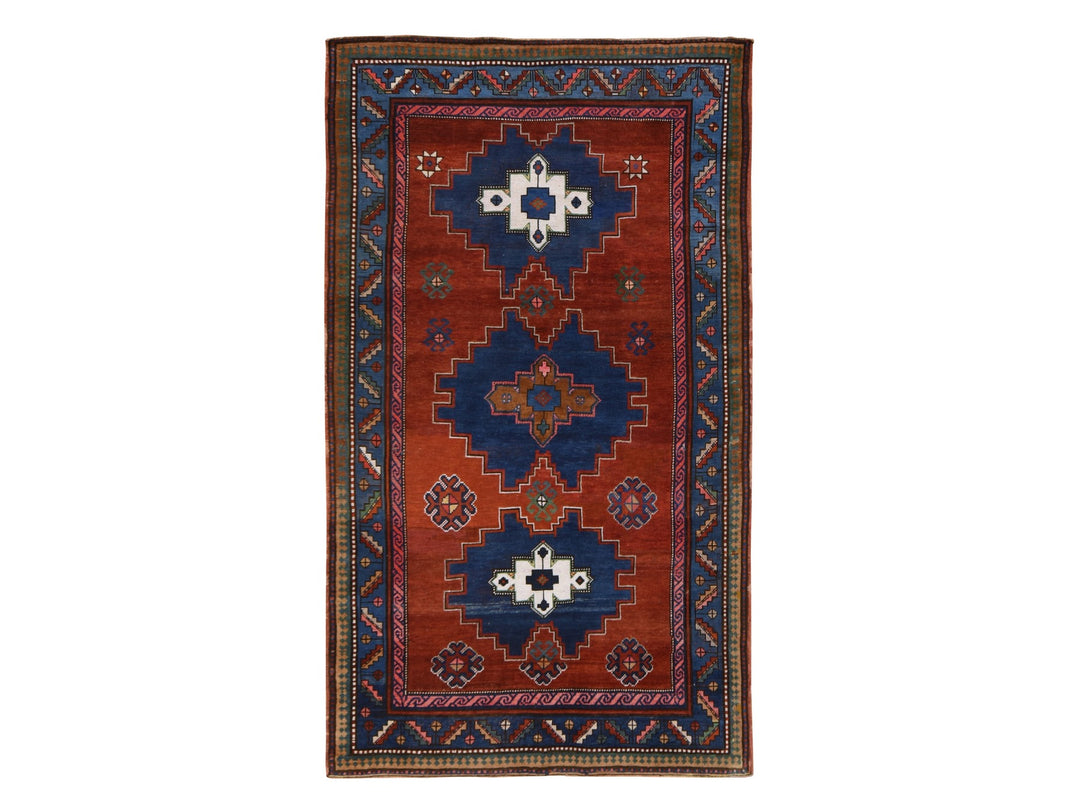 4'9" x 8'3" Vintage Hand Knotted Red Wool Rectangle Oriental Rug - MOA10278779