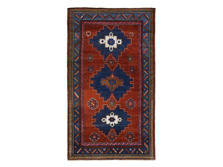 4'9" x 8'3" Vintage Hand Knotted Red Wool Rectangle Oriental Rug - MOA10278779