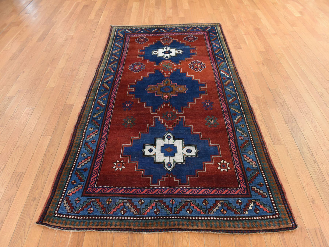 4'9" x 8'3" Vintage Hand Knotted Red Wool Rectangle Oriental Rug - MOA10278779