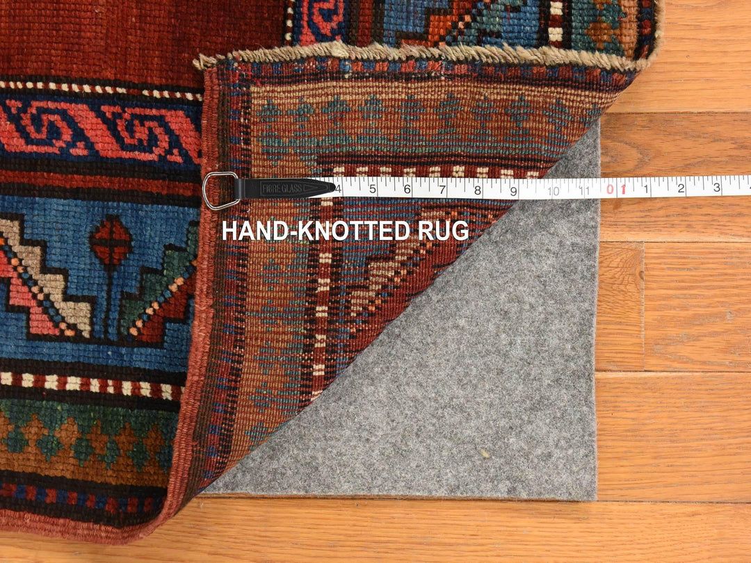 4'9" x 8'3" Vintage Hand Knotted Red Wool Rectangle Oriental Rug - MOA10278779