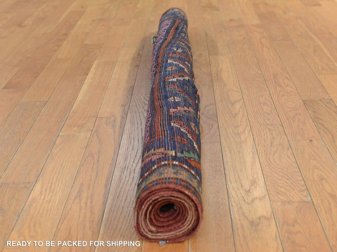 4'9" x 8'3" Vintage Hand Knotted Red Wool Rectangle Oriental Rug - MOA10278779
