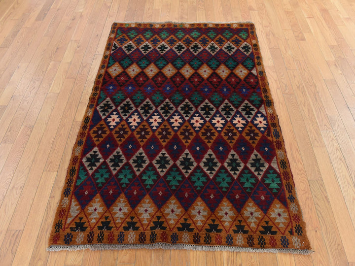 4'1" x 5'9" New Hand Knotted Red Wool Rectangle Oriental Rug - MOA10278780