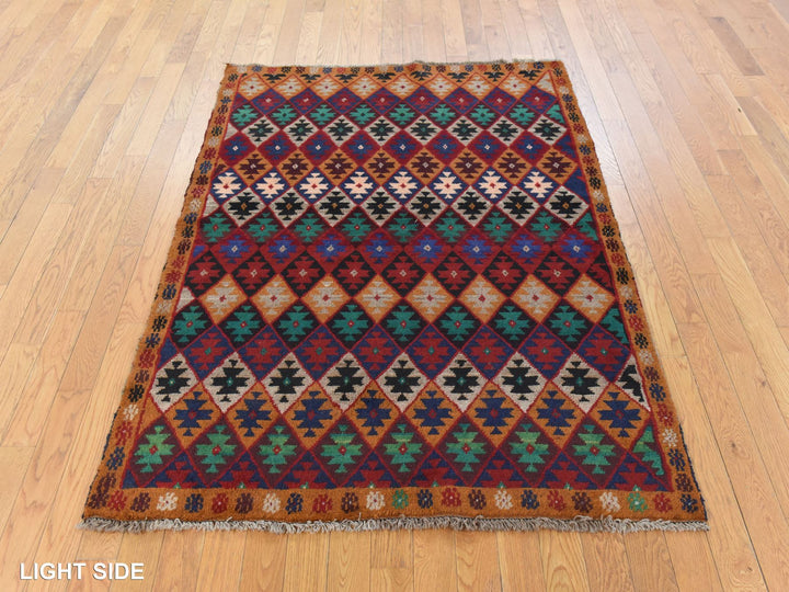 4'1" x 5'9" New Hand Knotted Red Wool Rectangle Oriental Rug - MOA10278780