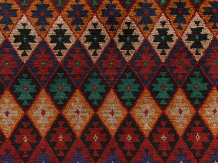 4'1" x 5'9" New Hand Knotted Red Wool Rectangle Oriental Rug - MOA10278780