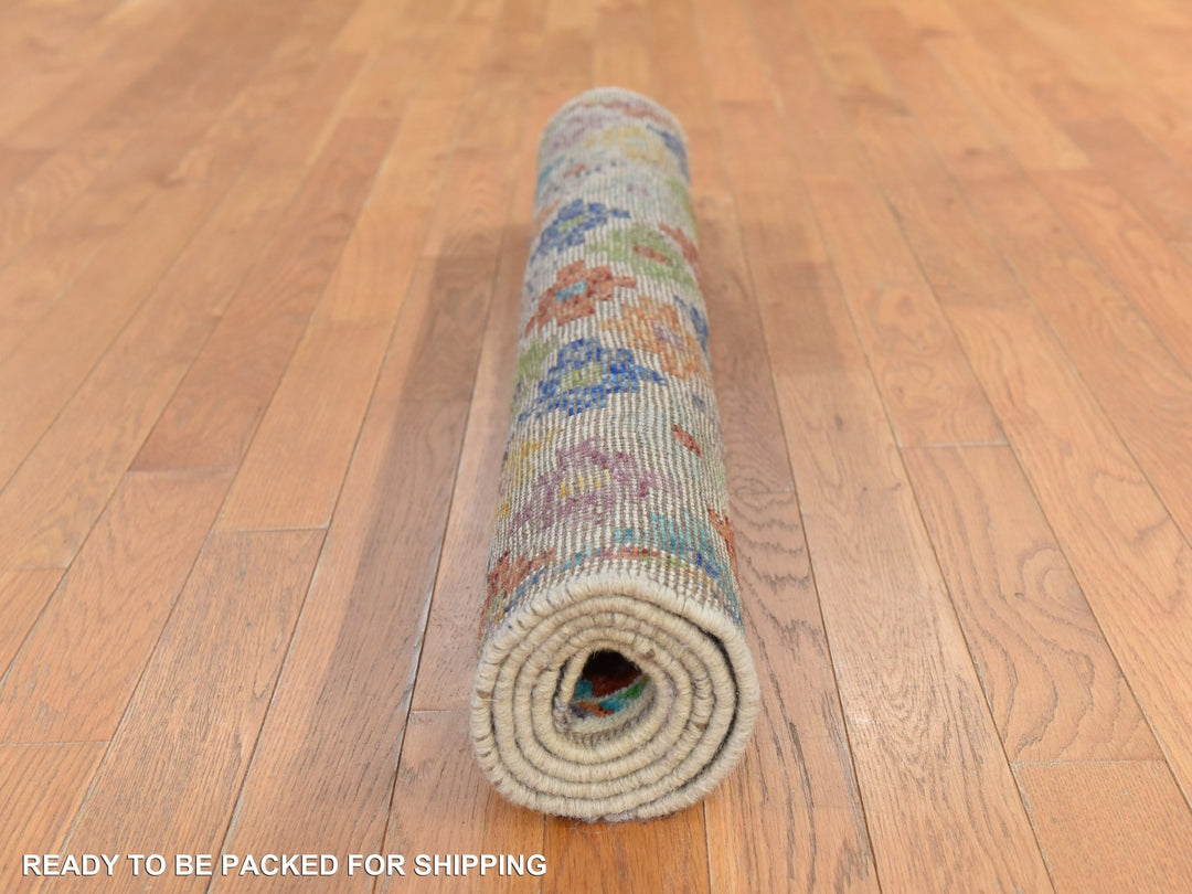 3'6" x 4'10" New Hand Knotted Ivory Wool Rectangle Oriental Rug - MOA10278781