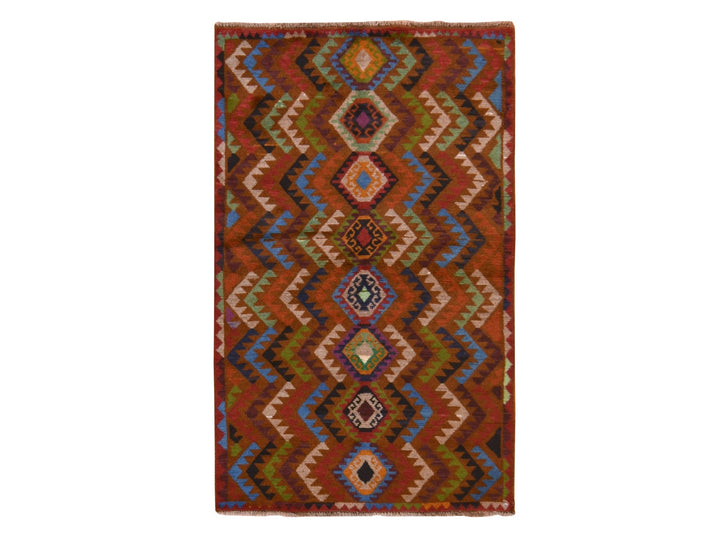 3'9" x 6'0" New Hand Knotted Brown Wool Rectangle Oriental Rug - MOA10278782