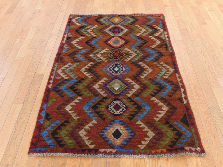 3'9" x 6'0" New Hand Knotted Brown Wool Rectangle Oriental Rug - MOA10278782