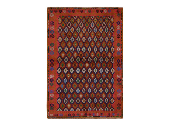 4'0" x 6'1" New Hand Knotted Red Wool Rectangle Oriental Rug - MOA10278783