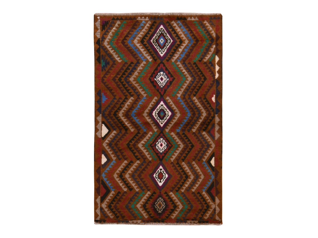 3'7" x 6'1" New Hand Knotted Brown Wool Rectangle Oriental Rug - MOA10278784