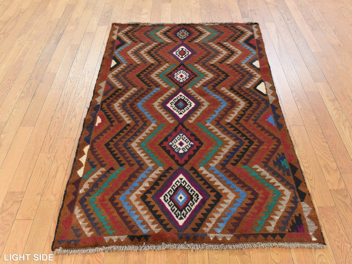 3'7" x 6'1" New Hand Knotted Brown Wool Rectangle Oriental Rug - MOA10278784