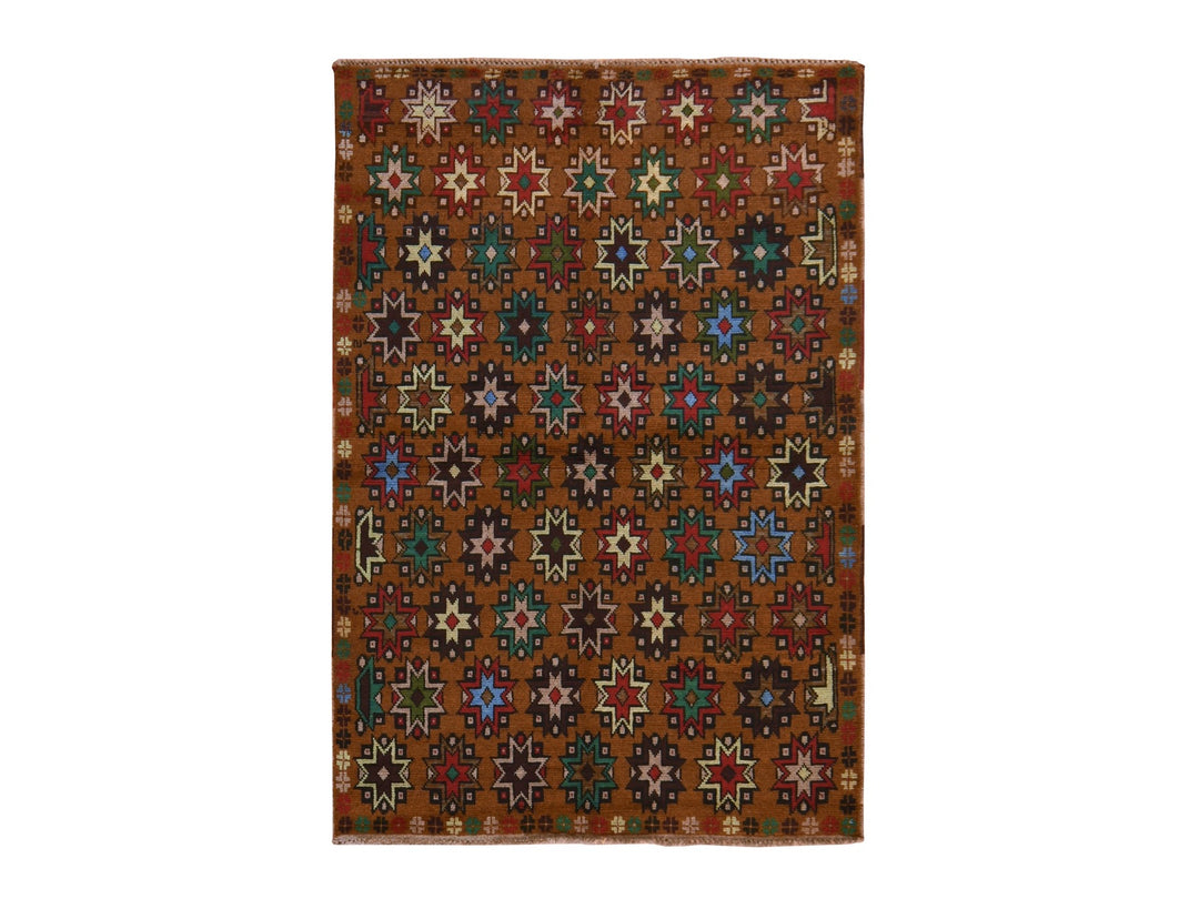 4'1" x 6'1" New Hand Knotted Brown Wool Rectangle Oriental Rug - MOA10278785