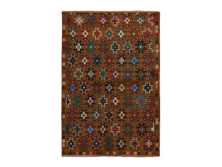 4'1" x 6'1" New Hand Knotted Brown Wool Rectangle Oriental Rug - MOA10278785