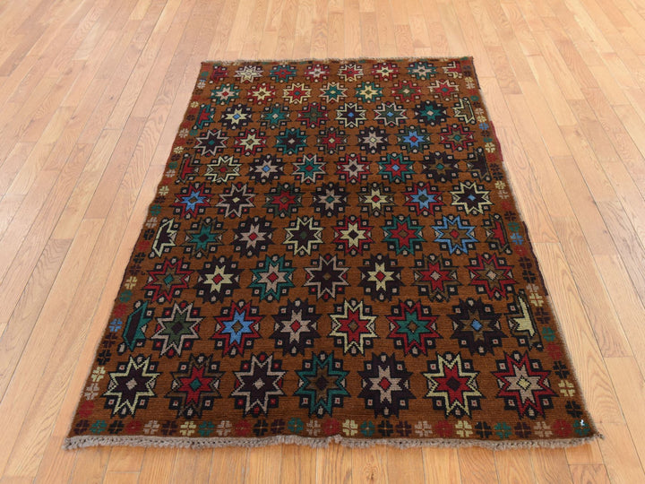 4'1" x 6'1" New Hand Knotted Brown Wool Rectangle Oriental Rug - MOA10278785