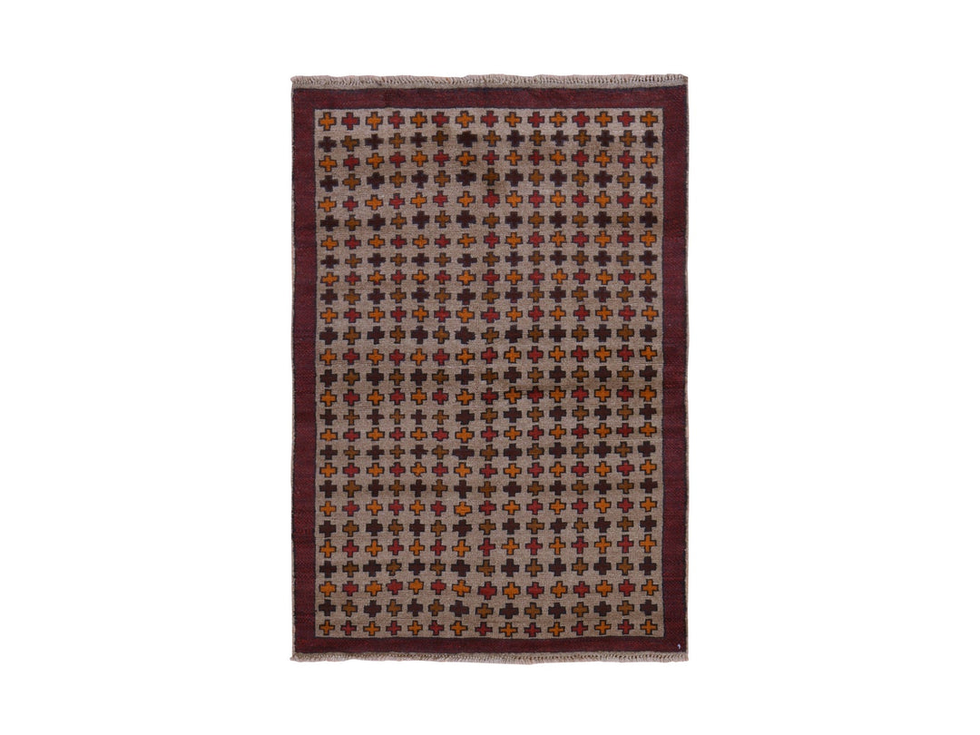 4'0" x 5'8" New Hand Knotted Beige Wool Rectangle Oriental Rug - MOA10278787