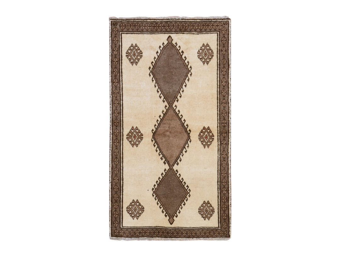 3'5" x 6'4" New Hand Knotted Ivory Wool Rectangle Oriental Rug - MOA10278788