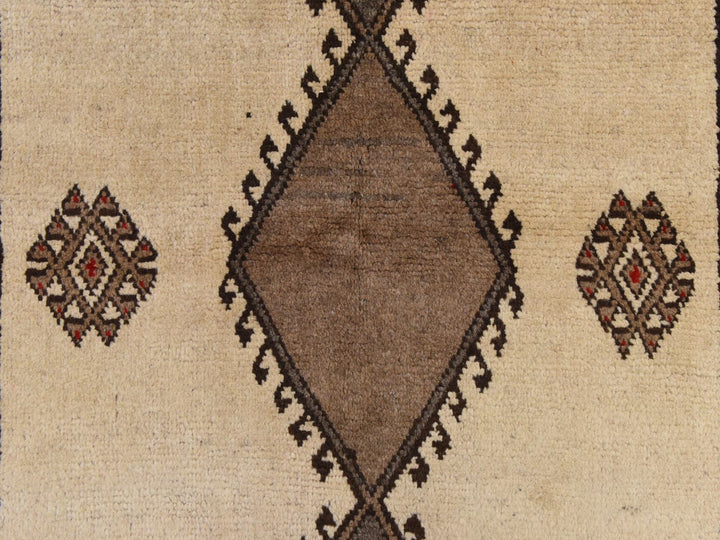 3'5" x 6'4" New Hand Knotted Ivory Wool Rectangle Oriental Rug - MOA10278788