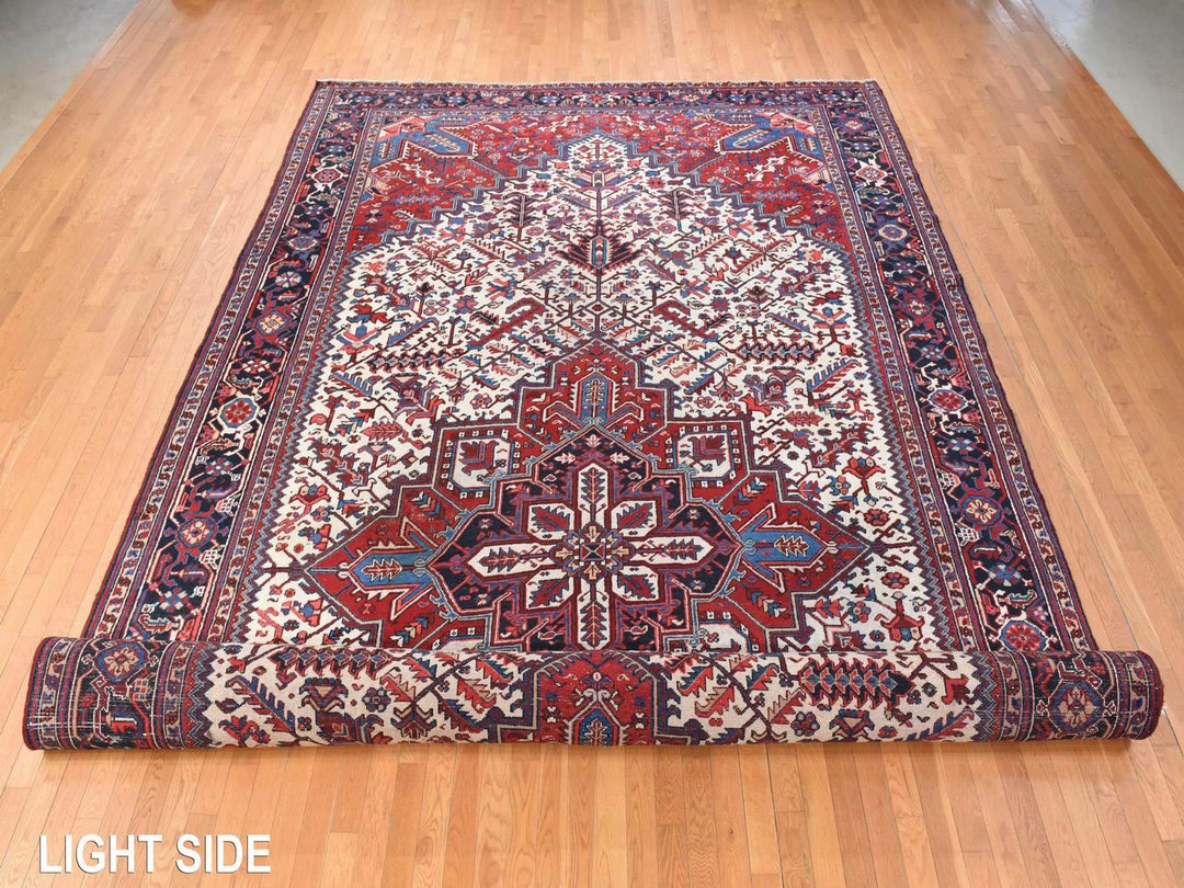 10'10" x 19'3" Vintage Hand Knotted Ivory Wool Rectangle Oriental Rug - MOA10278789