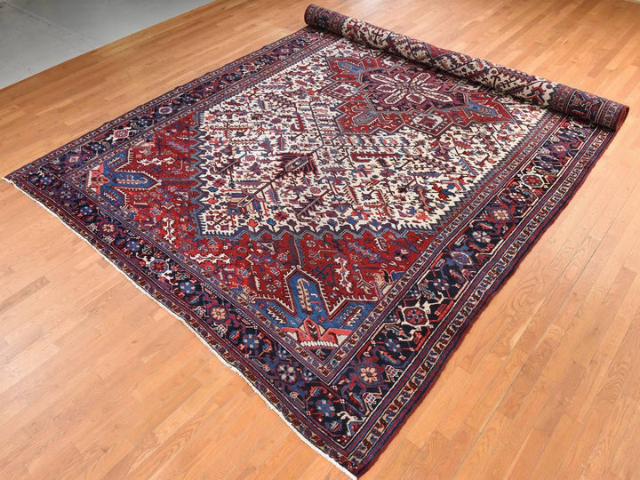 10'10" x 19'3" Vintage Hand Knotted Ivory Wool Rectangle Oriental Rug - MOA10278789