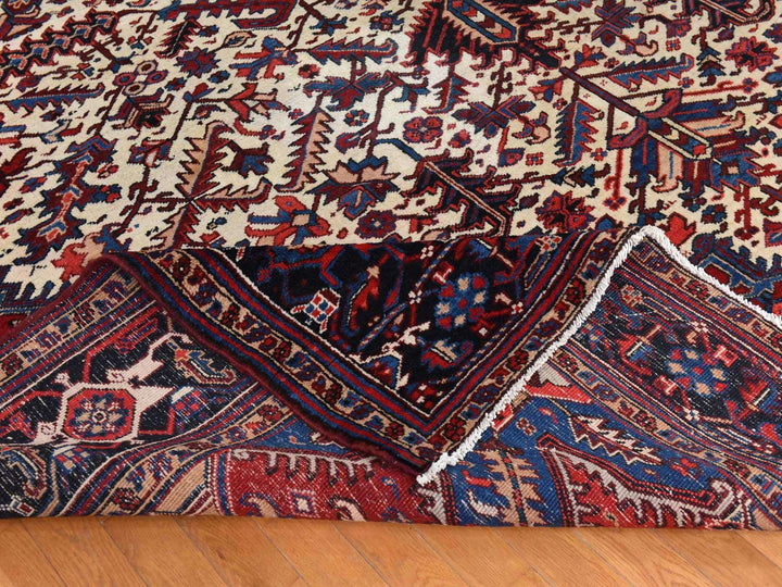 10'10" x 19'3" Vintage Hand Knotted Ivory Wool Rectangle Oriental Rug - MOA10278789