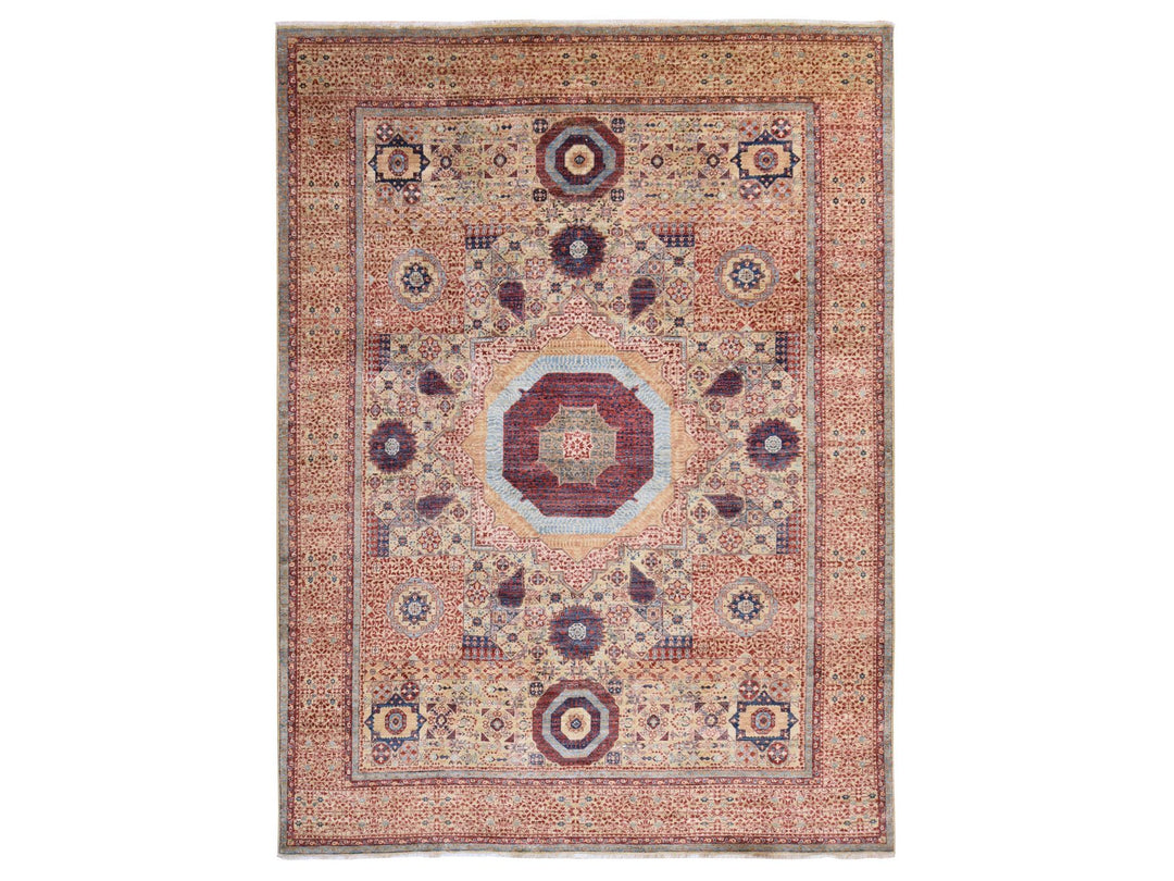 9'0" x 12'0" New Hand Knotted Yellow Wool Rectangle Oriental Rug - MOA10278790