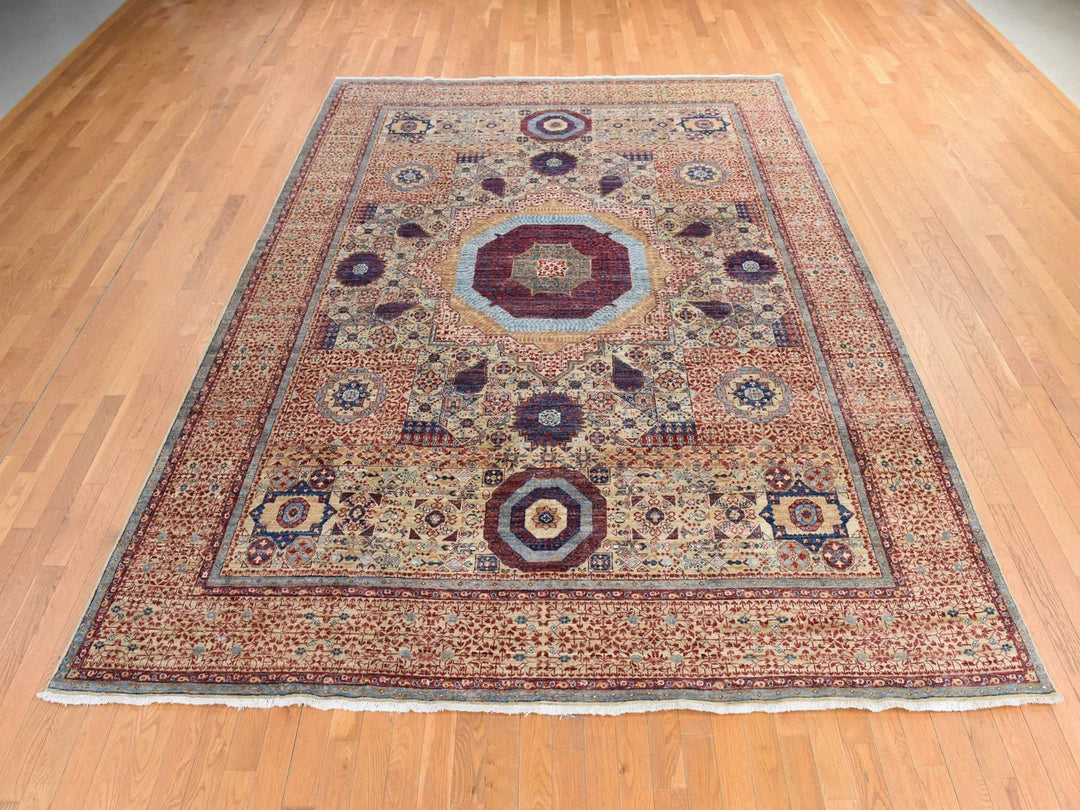 9'0" x 12'0" New Hand Knotted Yellow Wool Rectangle Oriental Rug - MOA10278790