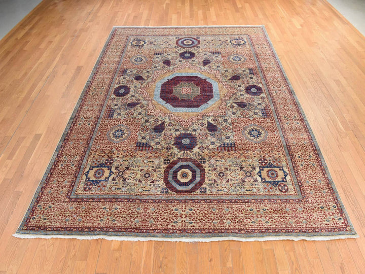 9'0" x 12'0" New Hand Knotted Yellow Wool Rectangle Oriental Rug - MOA10278790