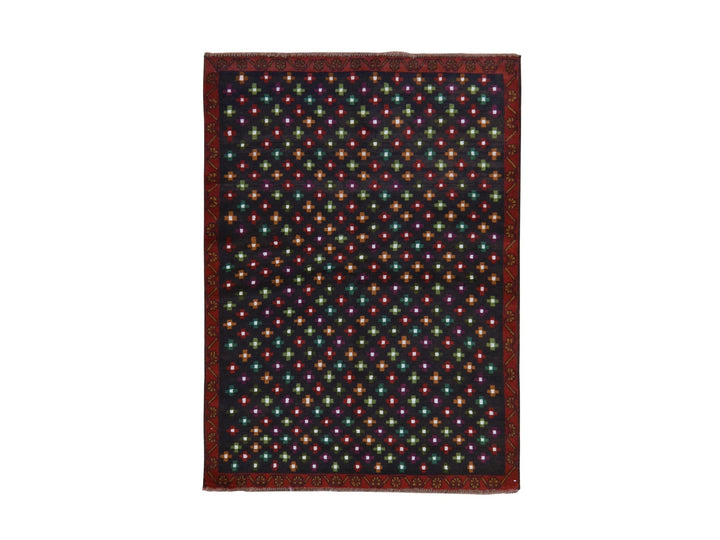 4'3" x 6'0" New Hand Knotted Black Wool Rectangle Oriental Rug - MOA10278791