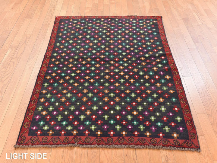 4'3" x 6'0" New Hand Knotted Black Wool Rectangle Oriental Rug - MOA10278791