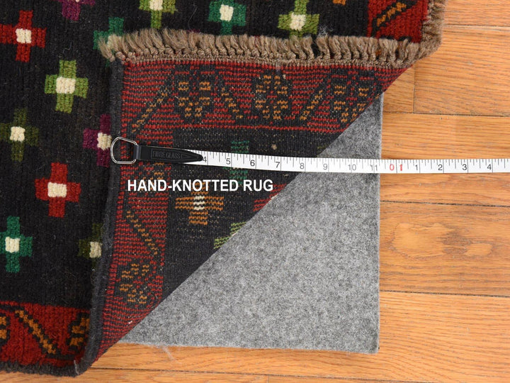 4'3" x 6'0" New Hand Knotted Black Wool Rectangle Oriental Rug - MOA10278791
