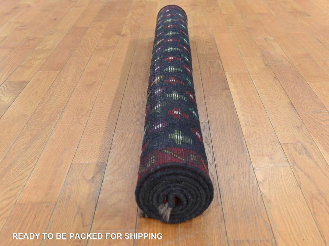 4'3" x 6'0" New Hand Knotted Black Wool Rectangle Oriental Rug - MOA10278791