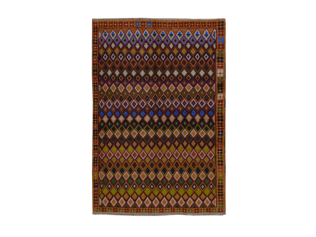 4'3" x 6'0" New Hand Knotted Brown Wool Rectangle Oriental Rug - MOA10278792