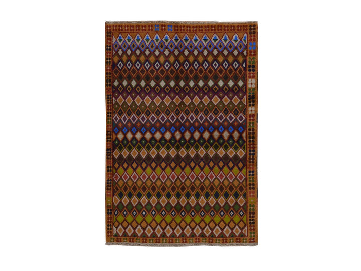 4'3" x 6'0" New Hand Knotted Brown Wool Rectangle Oriental Rug - MOA10278792