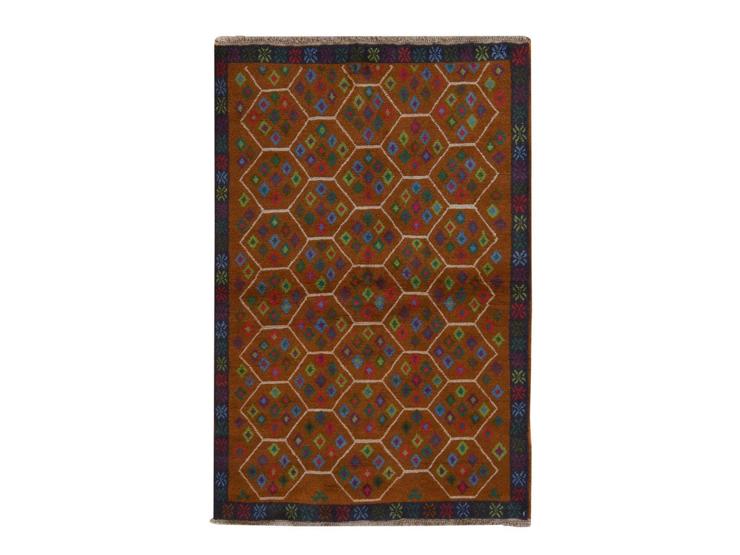 4'0" x 6'0" New Hand Knotted Brown Wool Rectangle Oriental Rug - MOA10278793