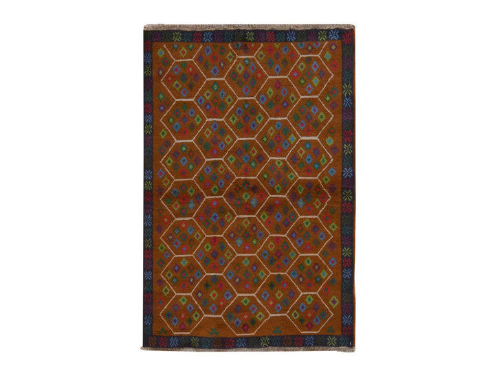 4'0" x 6'0" New Hand Knotted Brown Wool Rectangle Oriental Rug - MOA10278793