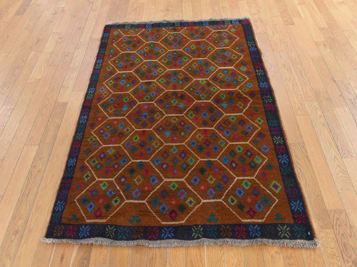 4'0" x 6'0" New Hand Knotted Brown Wool Rectangle Oriental Rug - MOA10278793