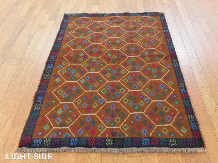 4'0" x 6'0" New Hand Knotted Brown Wool Rectangle Oriental Rug - MOA10278793