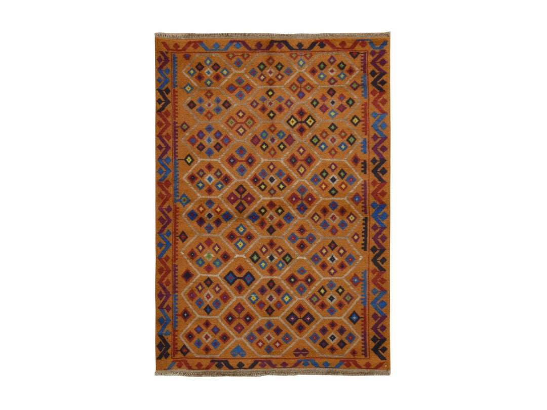 4'0" x 5'10" New Hand Knotted Brown Wool Rectangle Oriental Rug - MOA10278794
