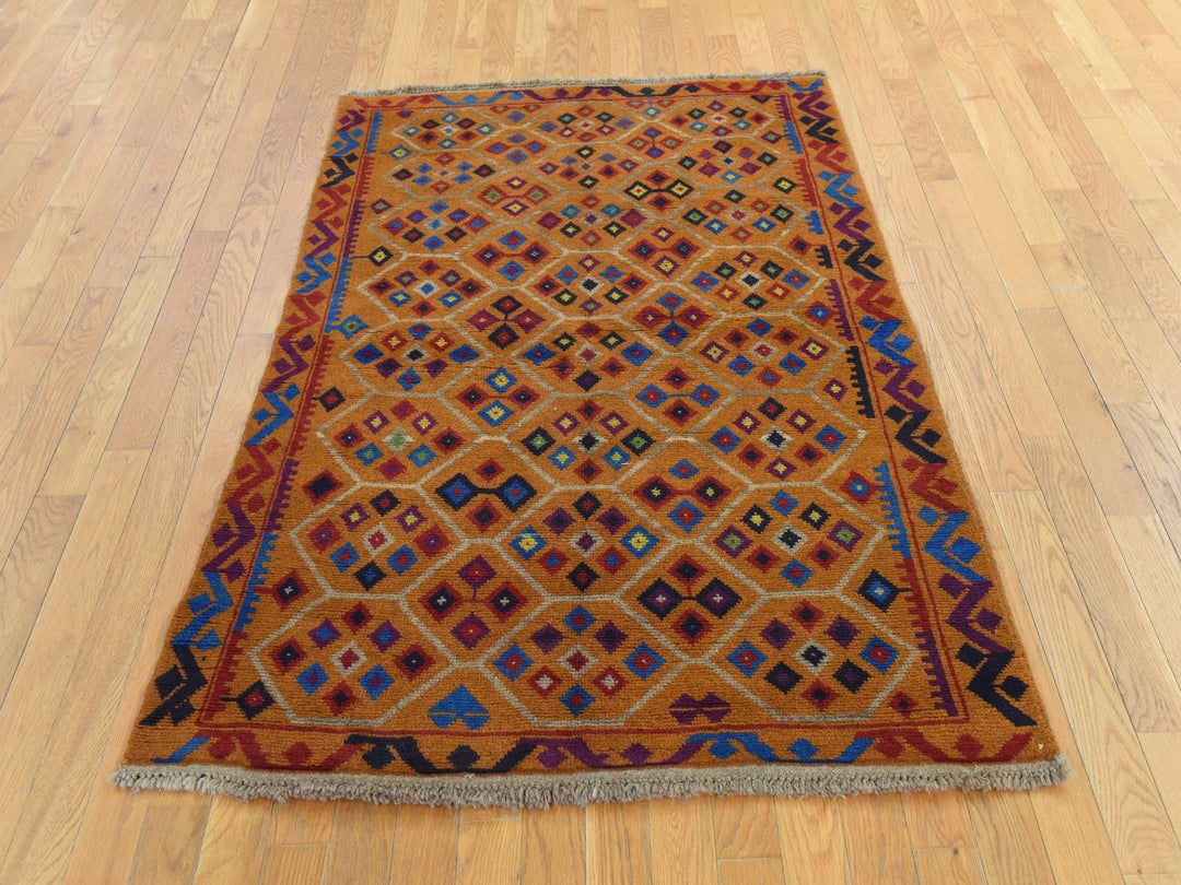 4'0" x 5'10" New Hand Knotted Brown Wool Rectangle Oriental Rug - MOA10278794