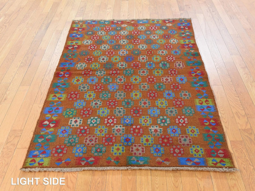 4'1" x 5'9" New Hand Knotted Brown Wool Rectangle Oriental Rug - MOA10278795